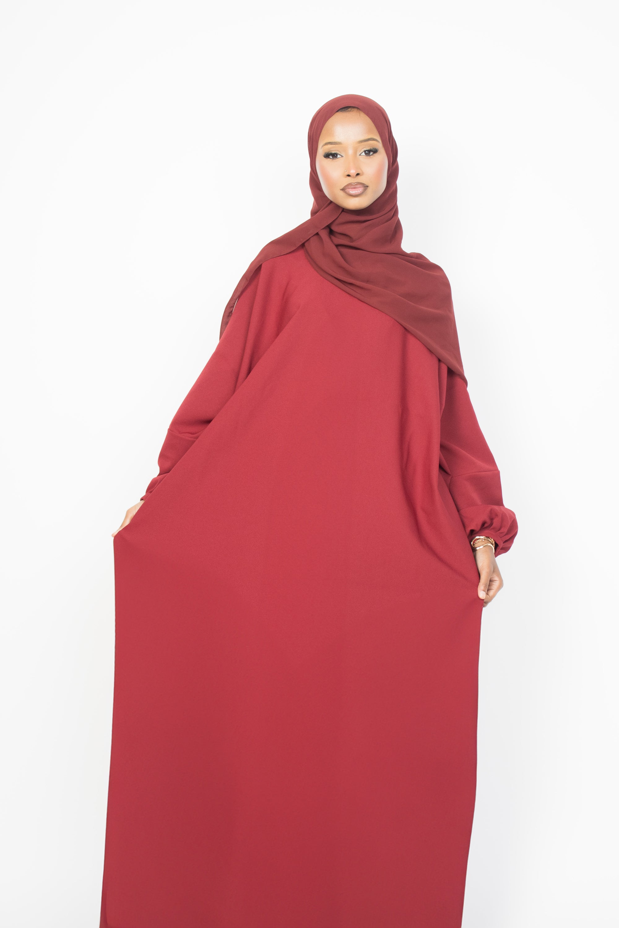 Crimson Red Batwing Abaya