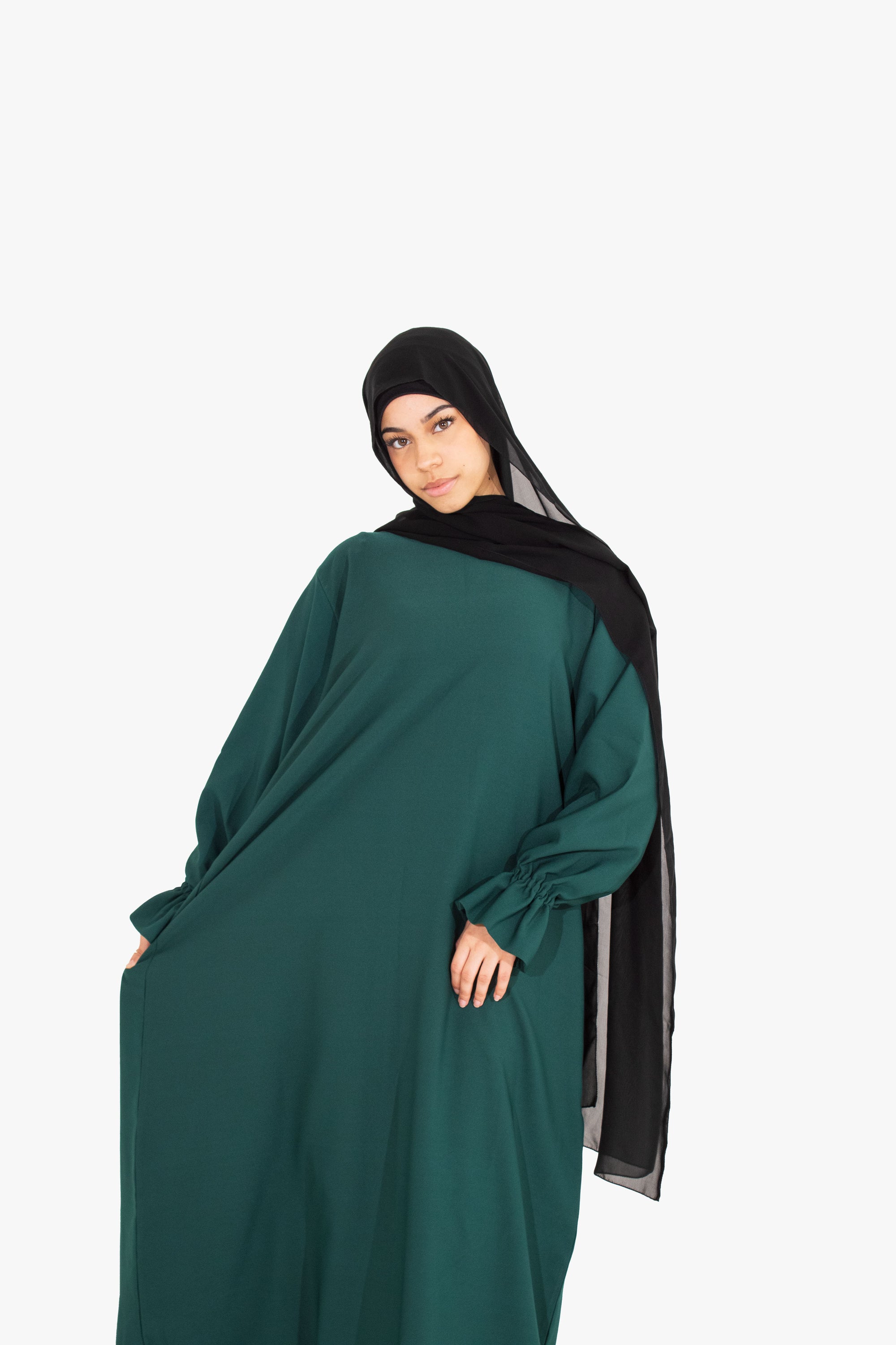 Forest Green Poet Sleeve Abaya