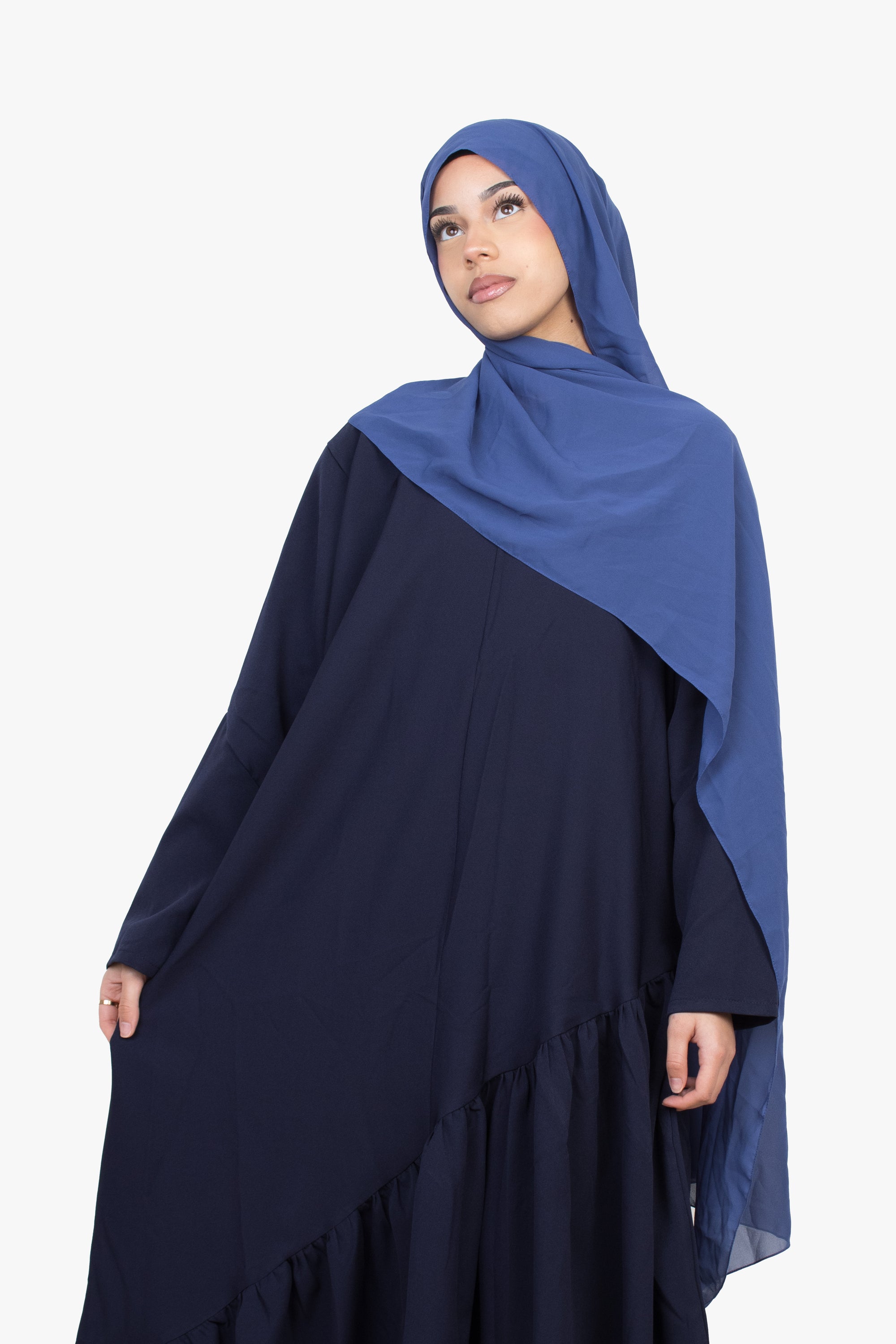 Navy Asymmetric Drop Waist Abaya