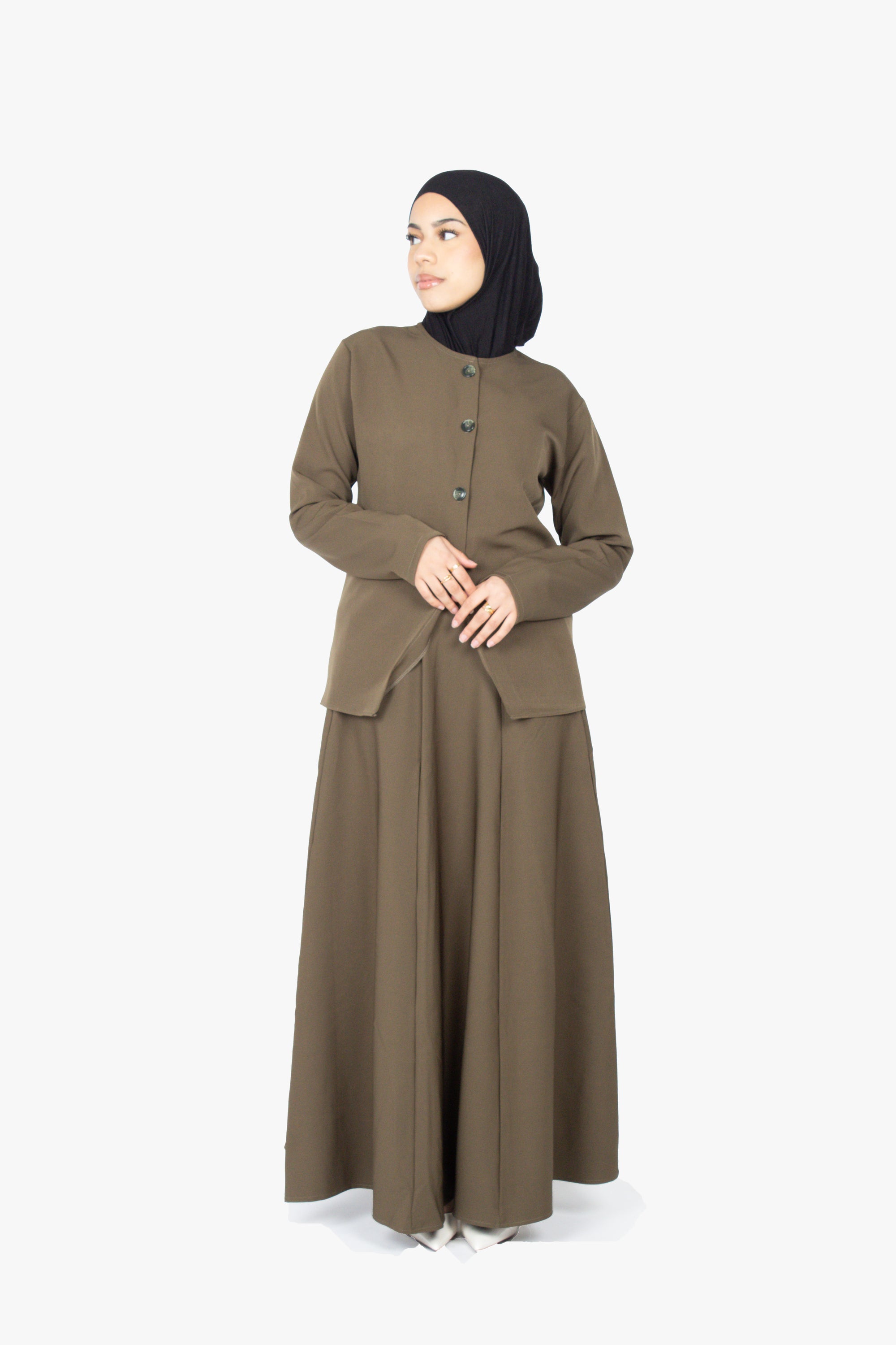 Khaki Eight-Panel Skirt