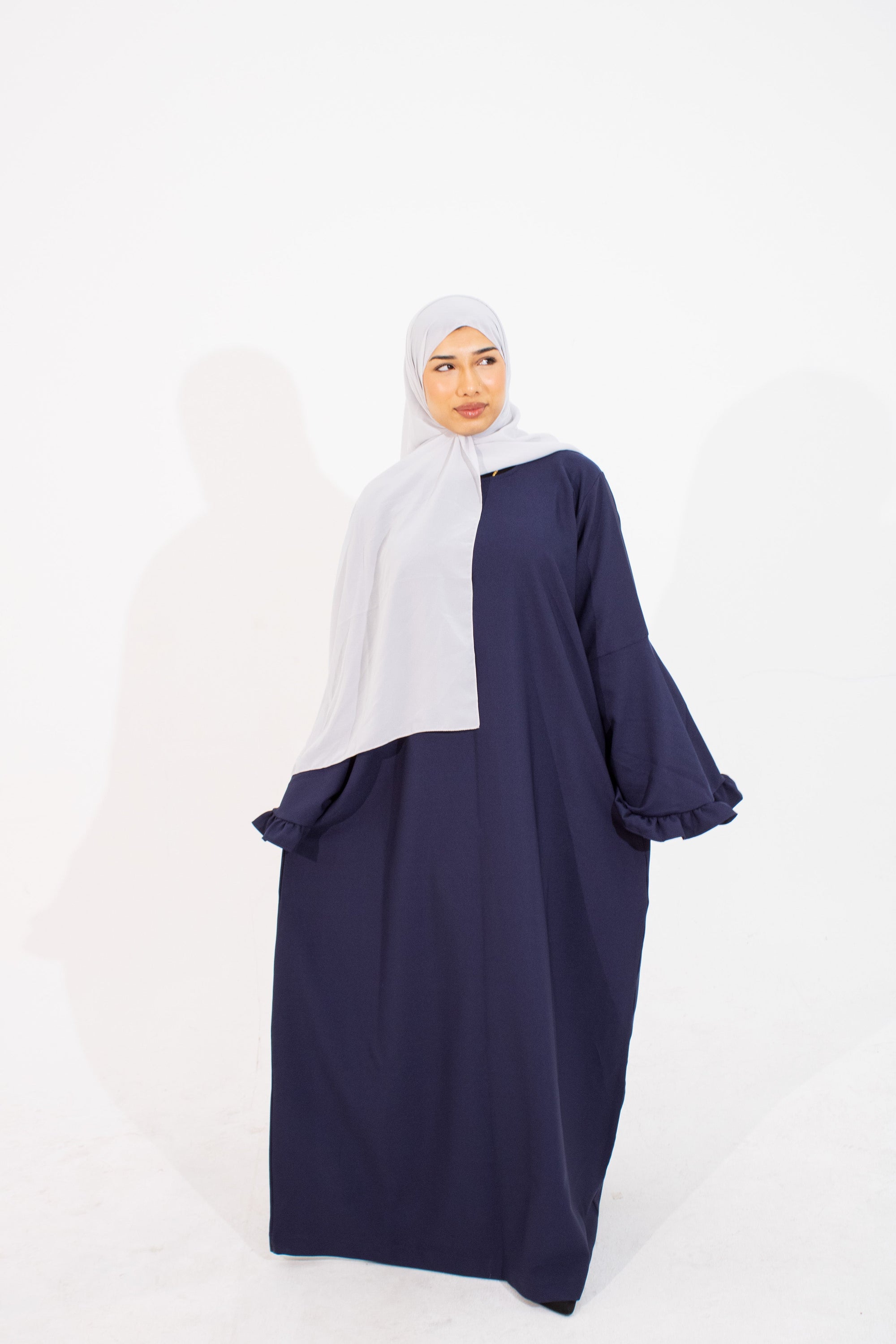 Navy Flower Sleeve Abaya
