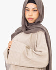 Beige Plaid Two-Piece Abaya