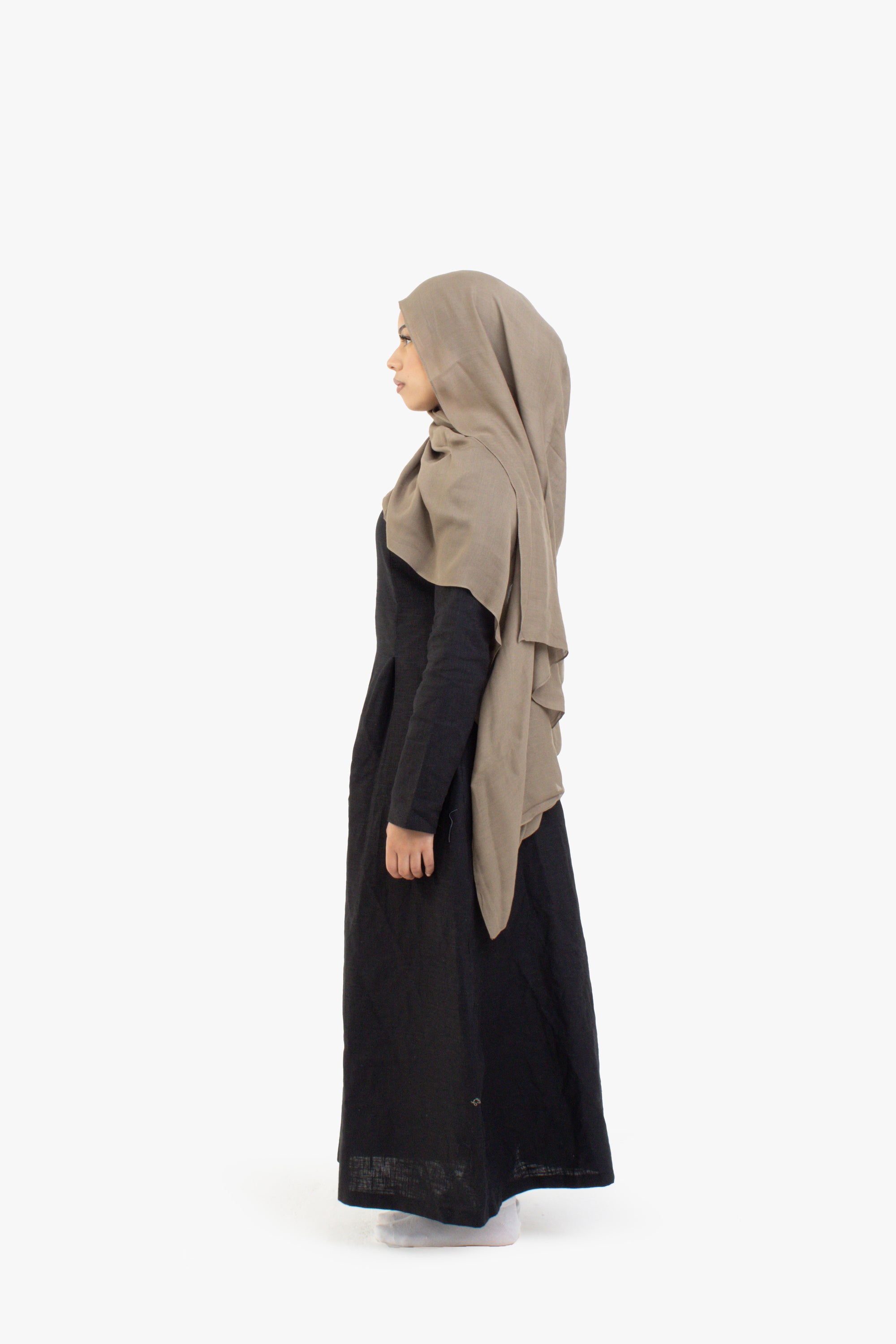 Black Double Pleat Linen Cotton Dress