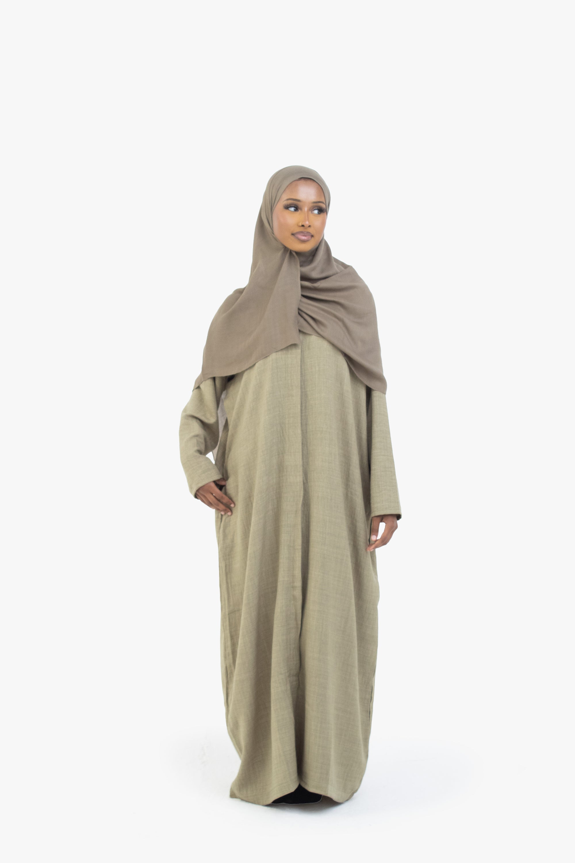 Khaki Mélange Long Shirt Abaya