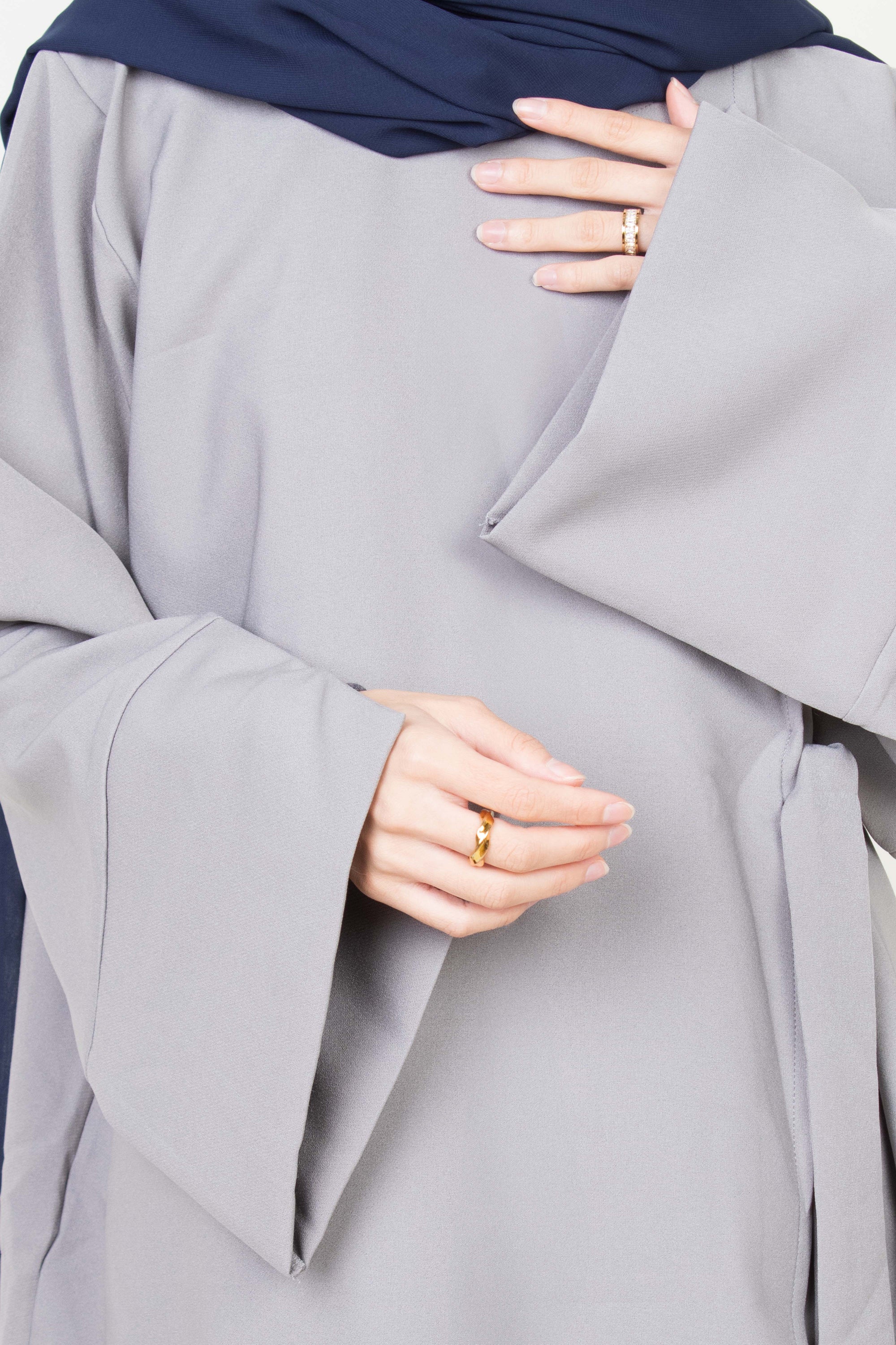 Cloud Grey Side Wrap Two-Piece Abaya