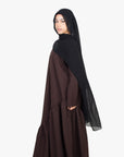Mocha Brown Asymmetric Drop Waist Abaya