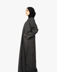 Black Denim Long Shirt Abaya