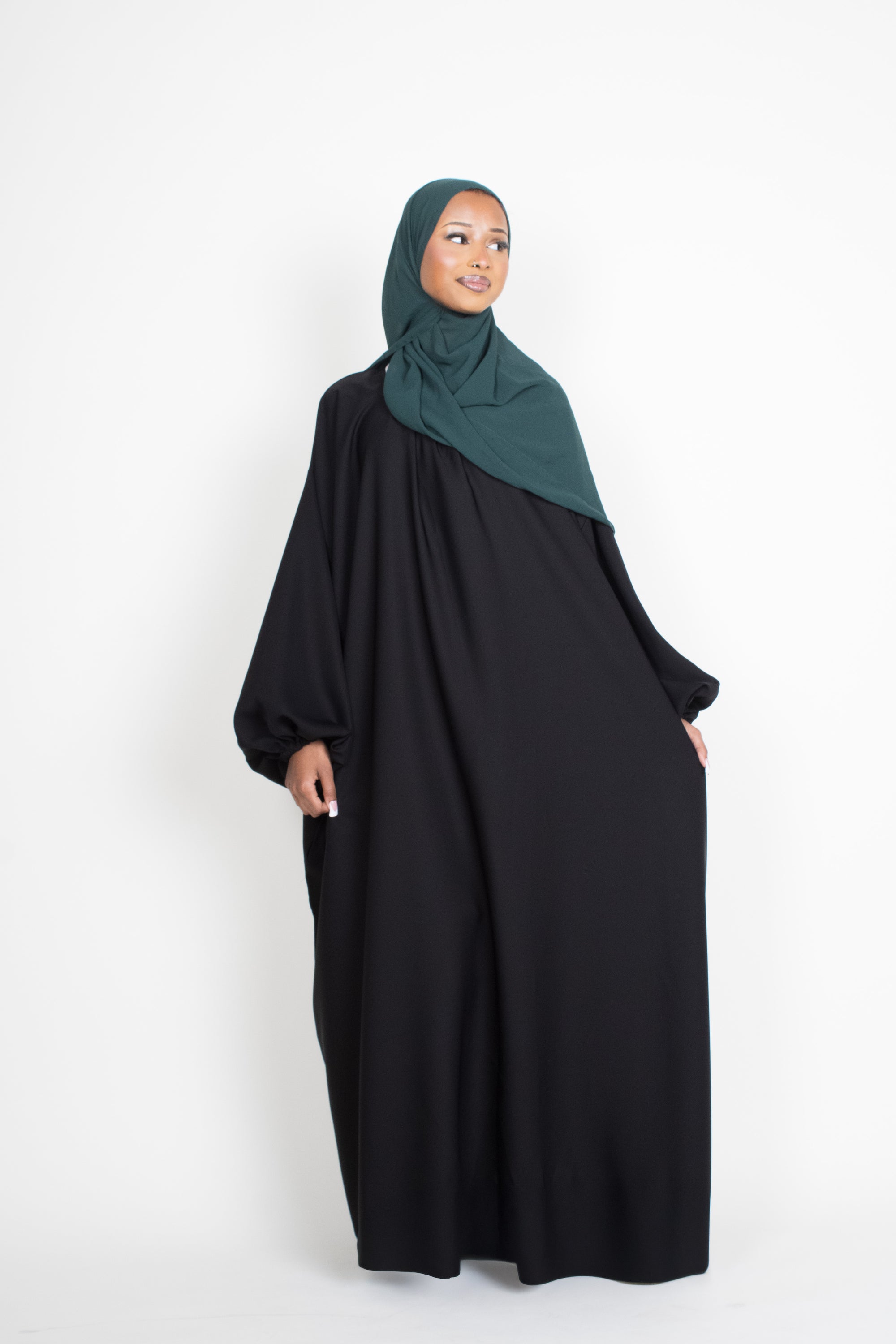 Black Balloon Sleeve Abaya