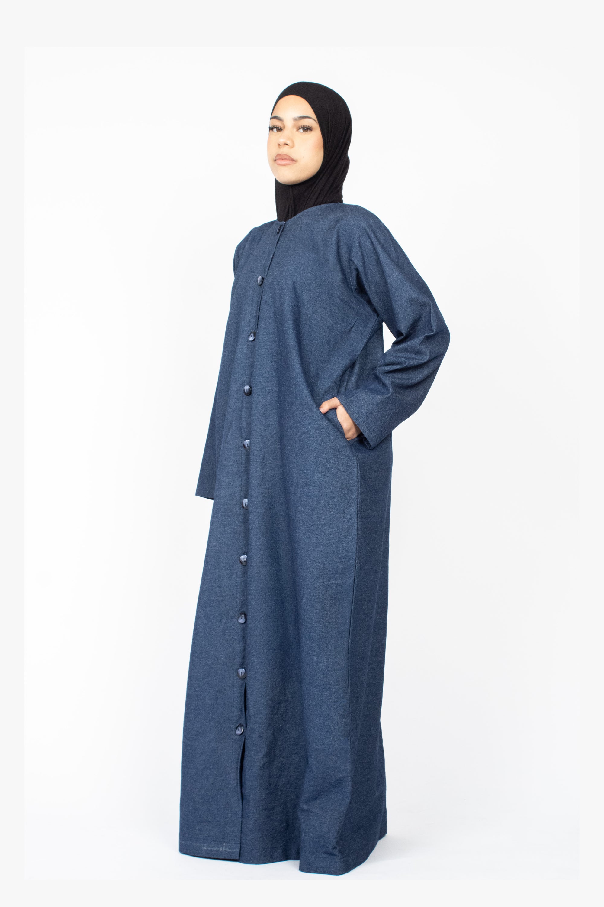 Dark Denim Long Shirt Abaya
