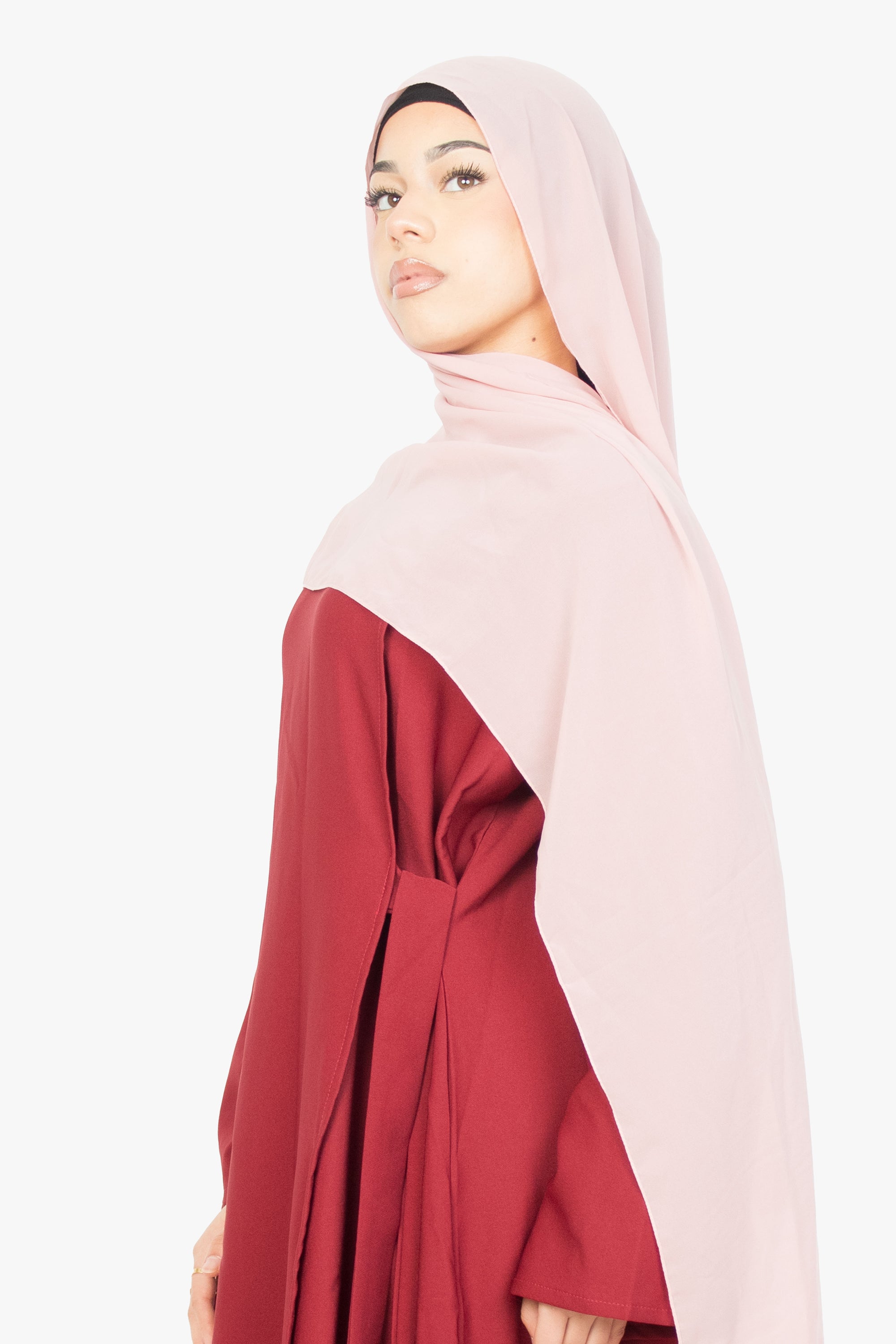 Crimson Red Side Wrap Abaya