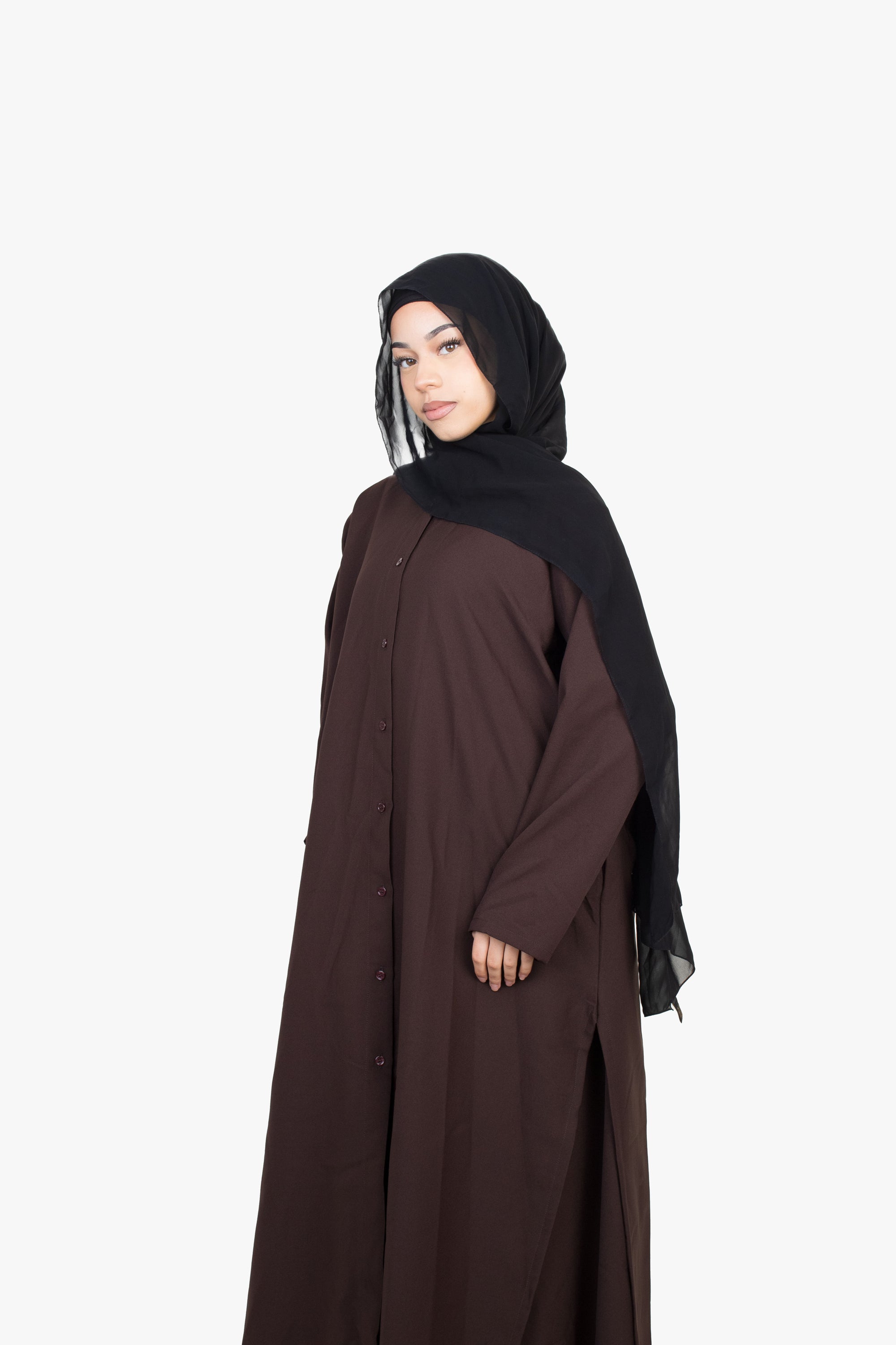 Mocha Brown Long Shirt Two-Piece Abaya