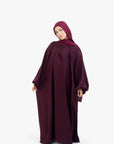 Burgundy Balloon Sleeve Abaya
