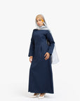 Indigo Textured Double Pleat Dress