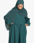 Forest Green Pleated Bridge Abaya