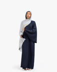 Navy Textured Umbrella Sleeve Abaya