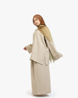 Khaki Brown Textured Two-Piece Abaya