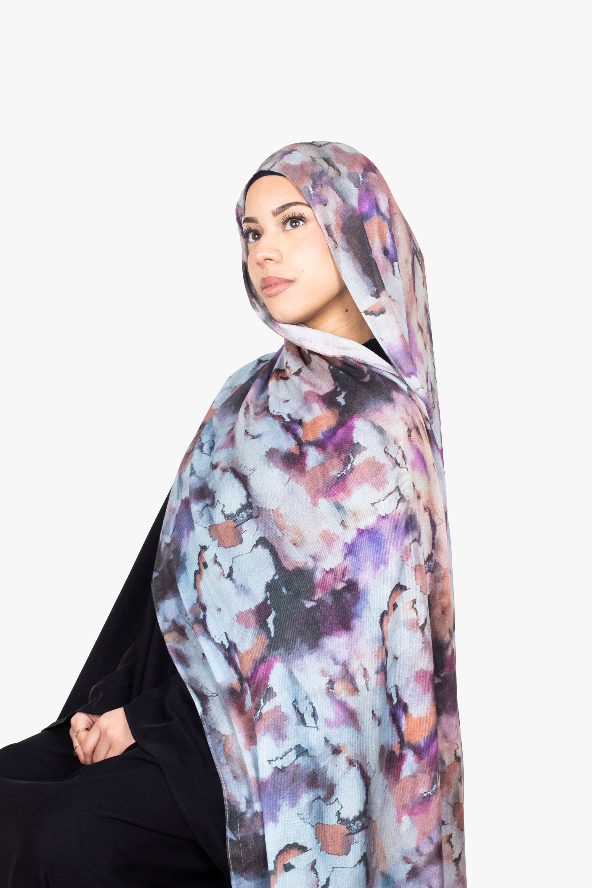Premium Modal Printed Hijab - Storm Bloom
