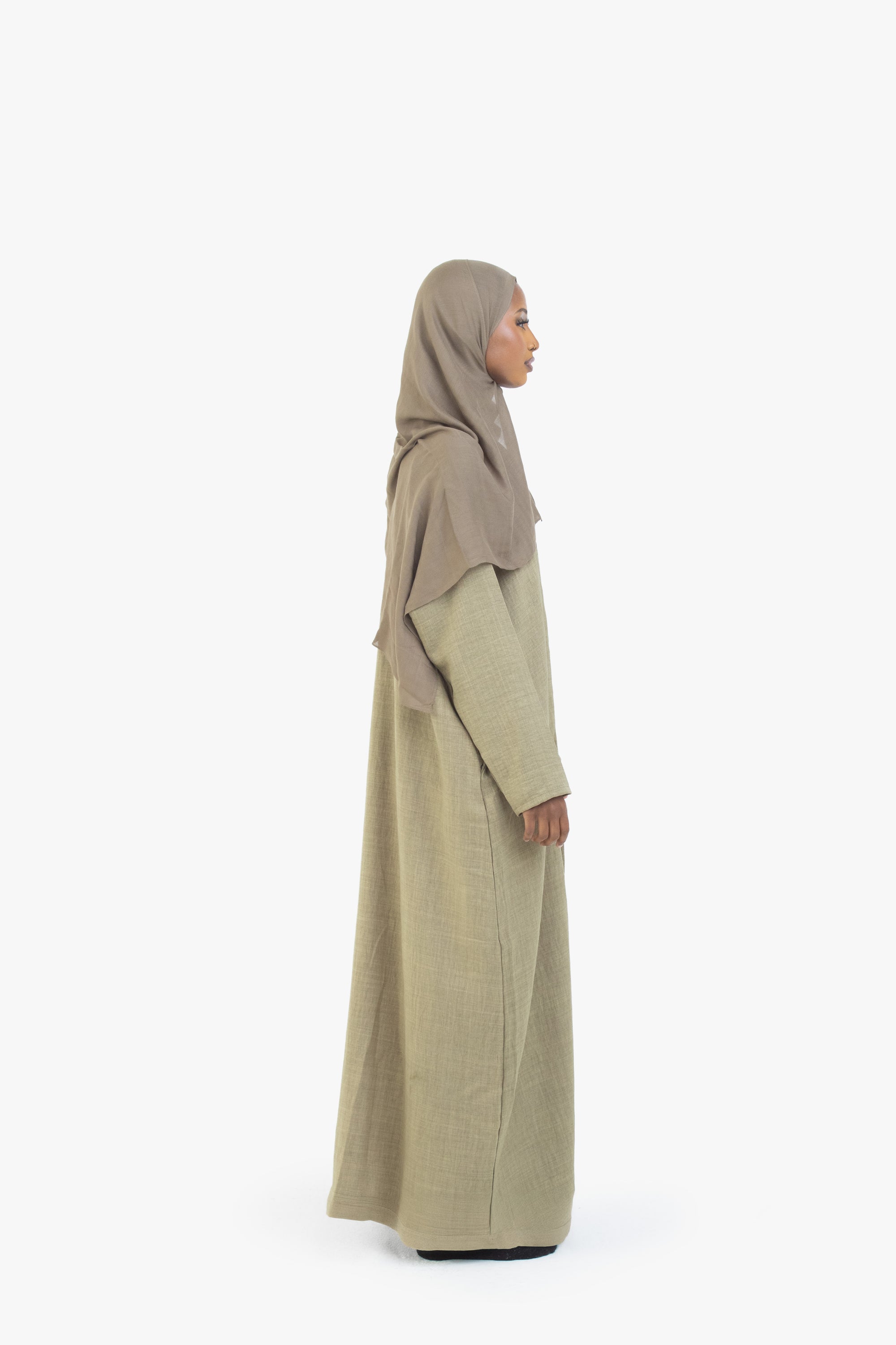 Khaki Mélange Long Shirt Abaya