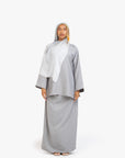 Light Grey Textured Two-Piece Abaya