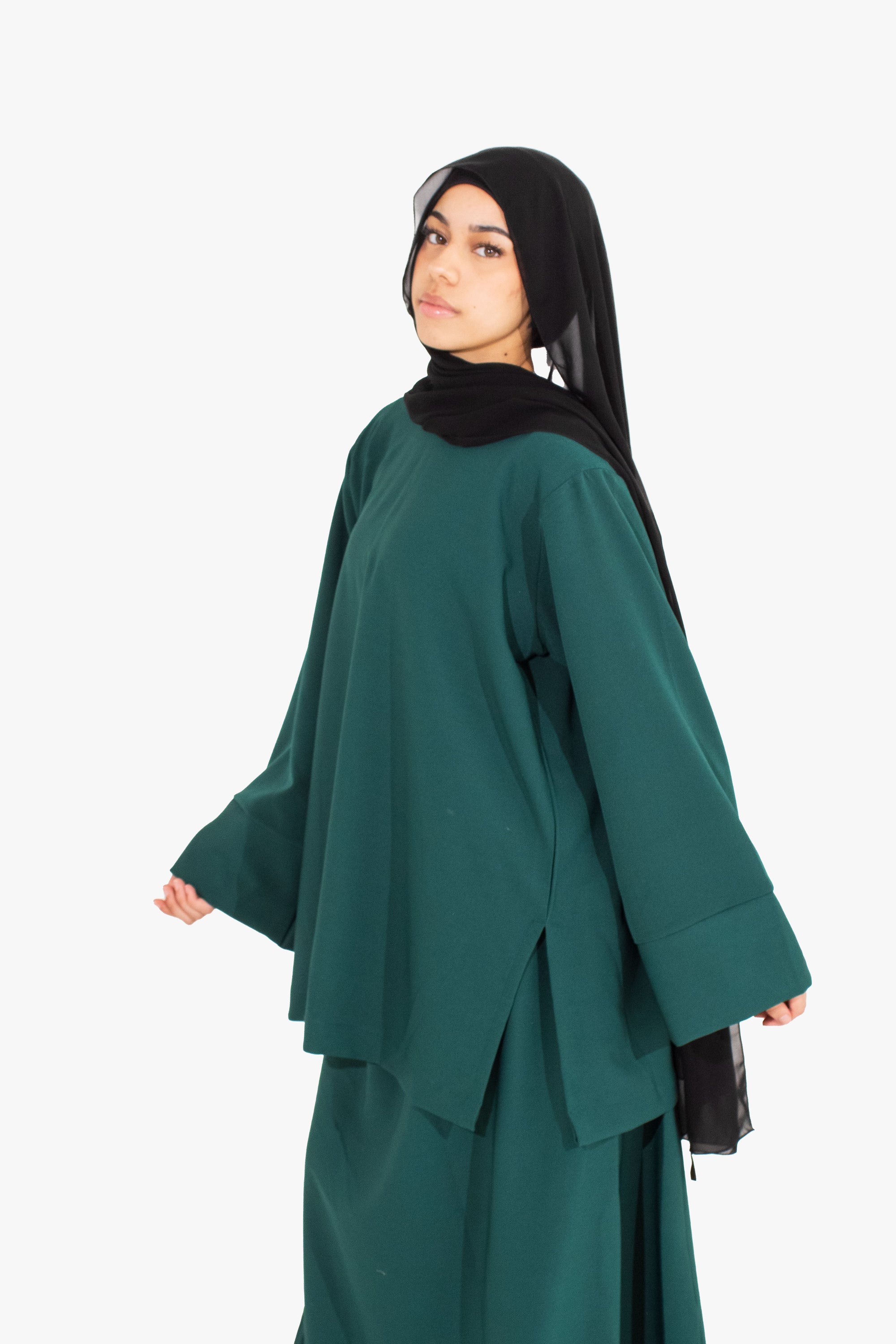 Forest Green Two-Piece Abaya
