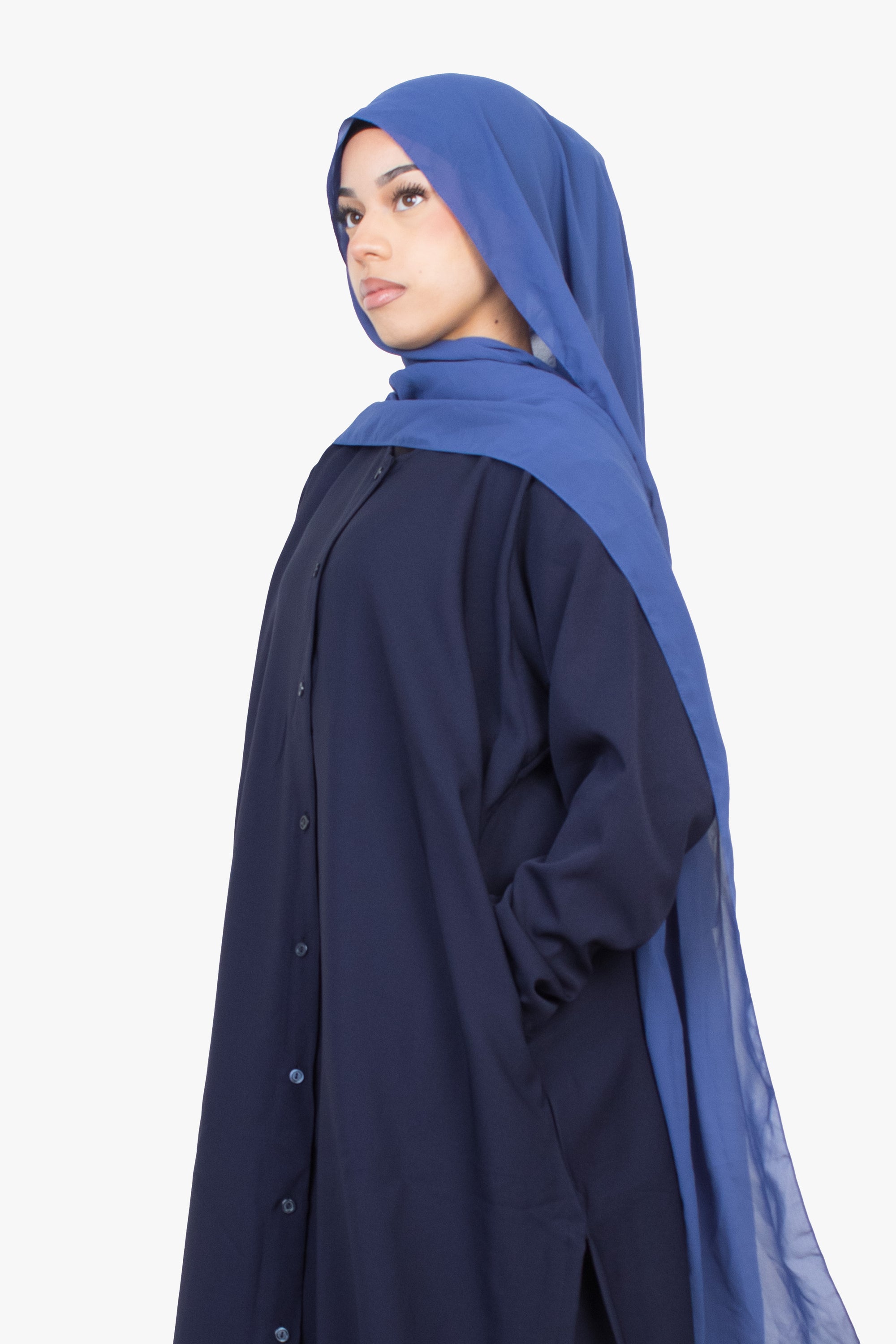 Navy Long Shirt Two-Piece Abaya