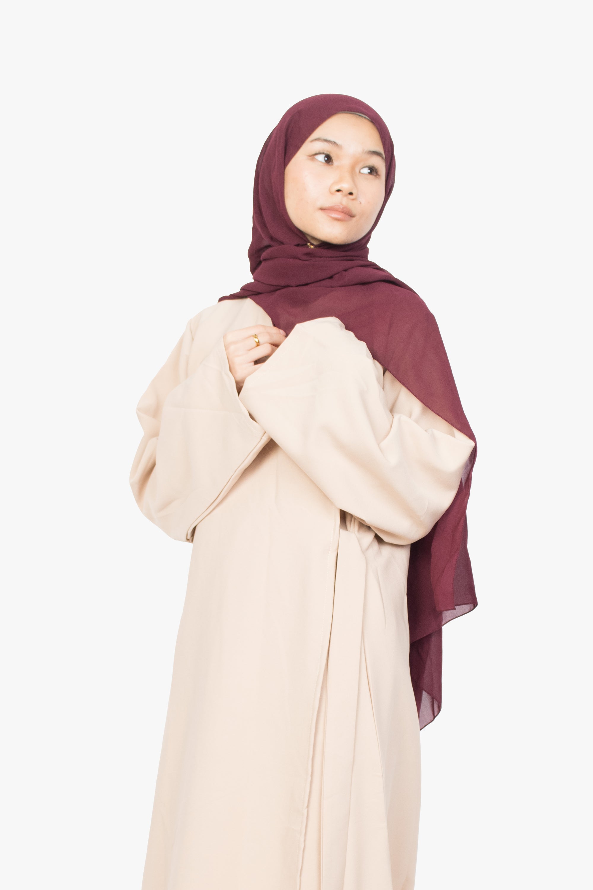 Cream Side Wrap Abaya