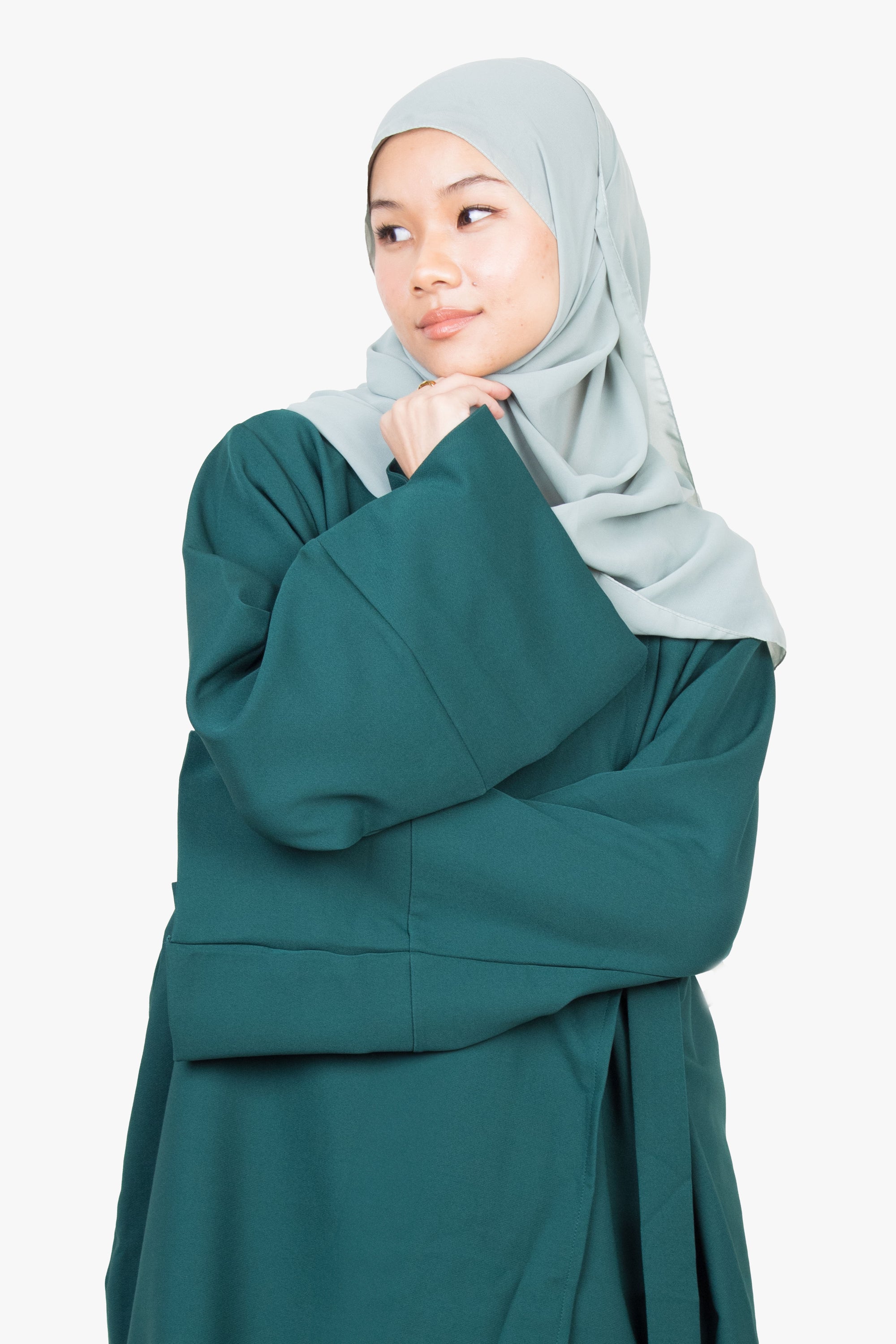 Forest Green Side Wrap Two-Piece Abaya
