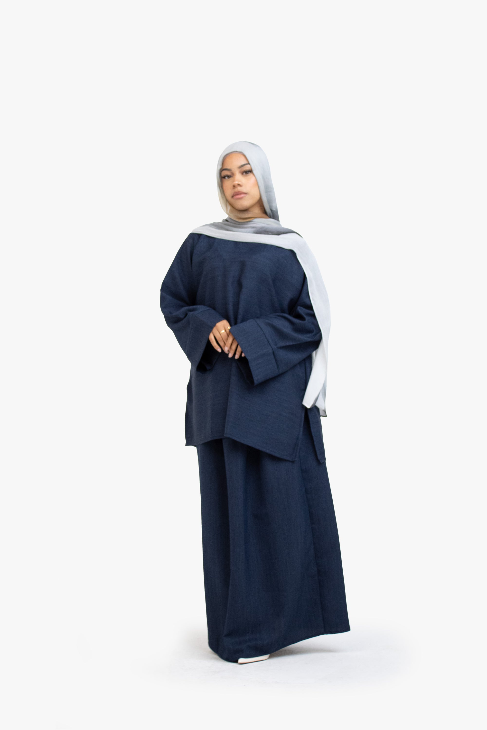Indigo Textured Two-Piece Abaya