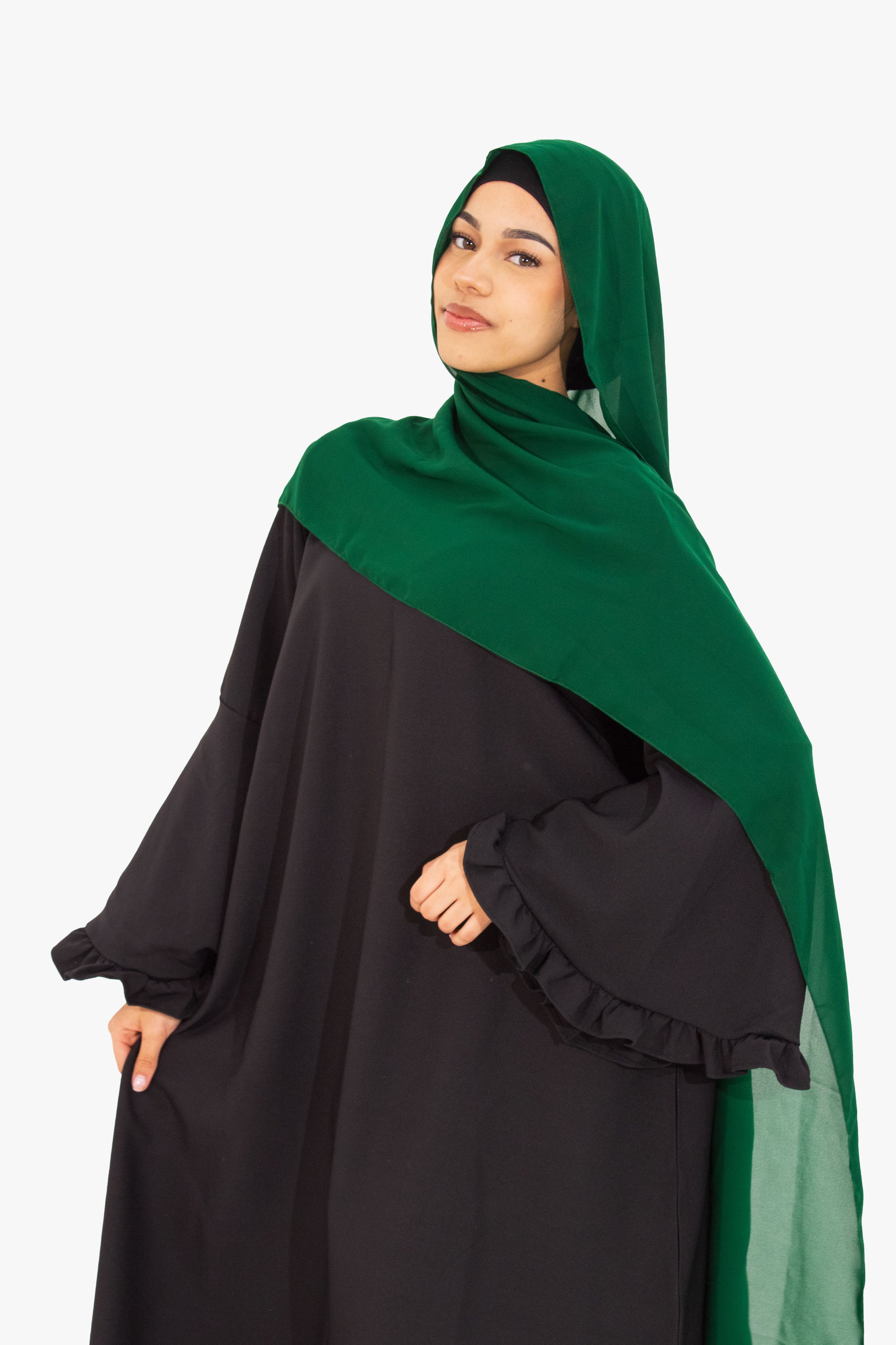 Black Flower Sleeve Abaya