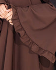 Pecan Brown Flower Sleeve Abaya