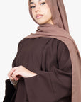 Mocha Brown Side Wrap Two-Piece Abaya