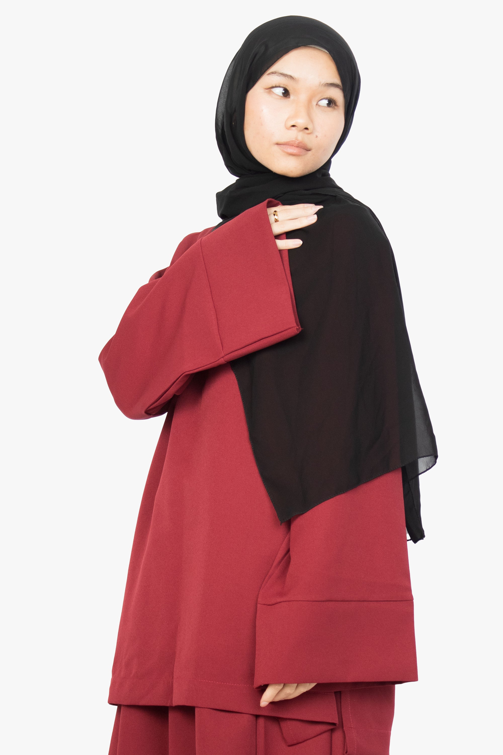 Crimson Red Two-Piece Abaya