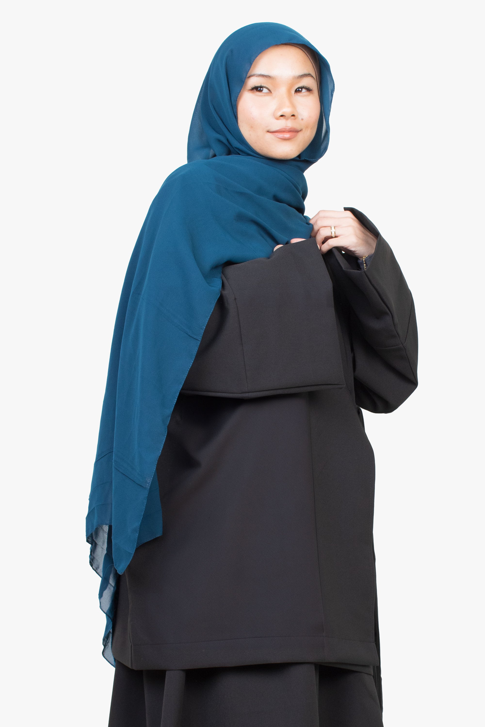 Black Side Wrap Two-Piece Abaya