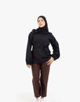 Black Balloon Sleeve Linen Cotton Top