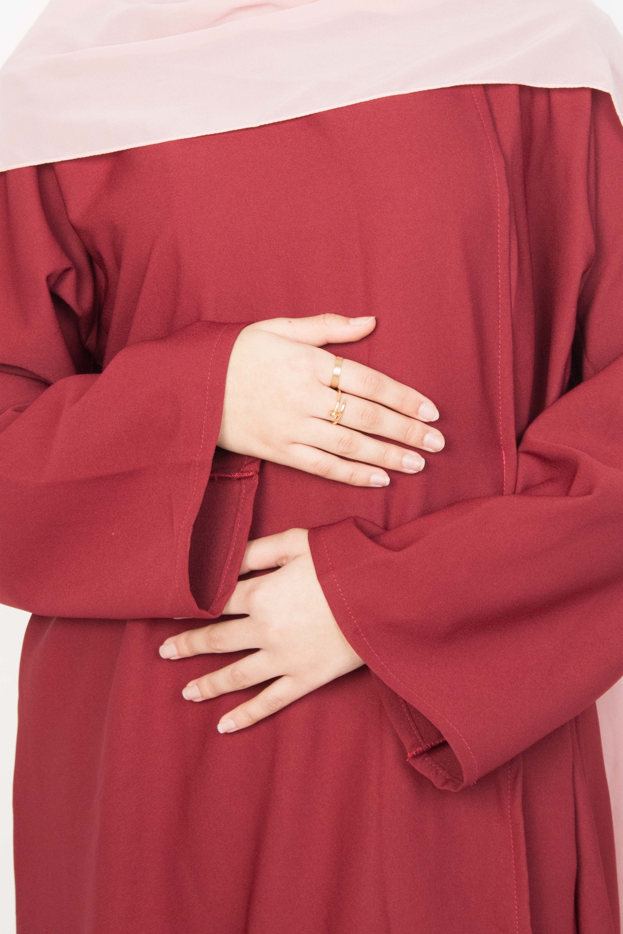 Crimson Red Side Wrap Abaya