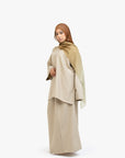 Khaki Brown Textured Two-Piece Abaya