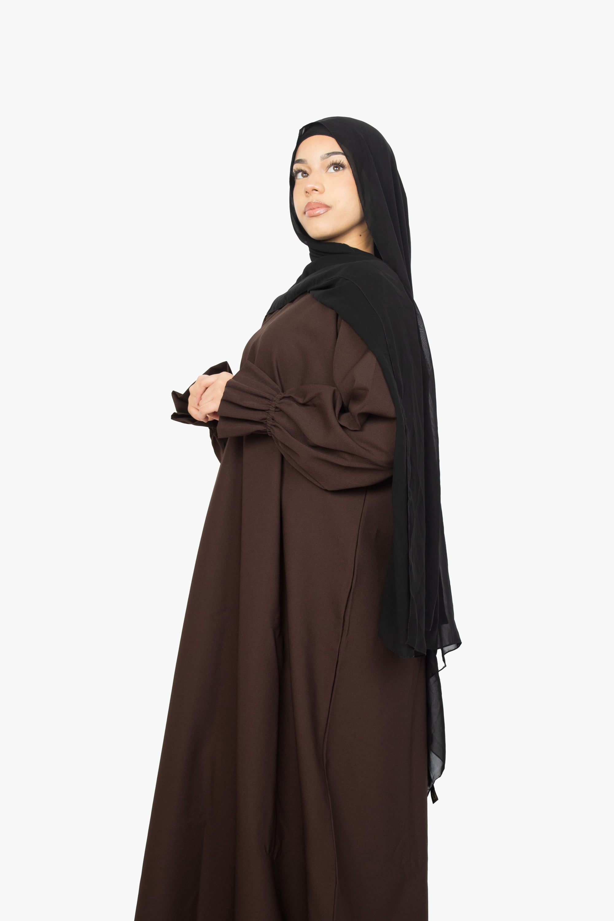 Mocha Brown Poet Sleeve Abaya