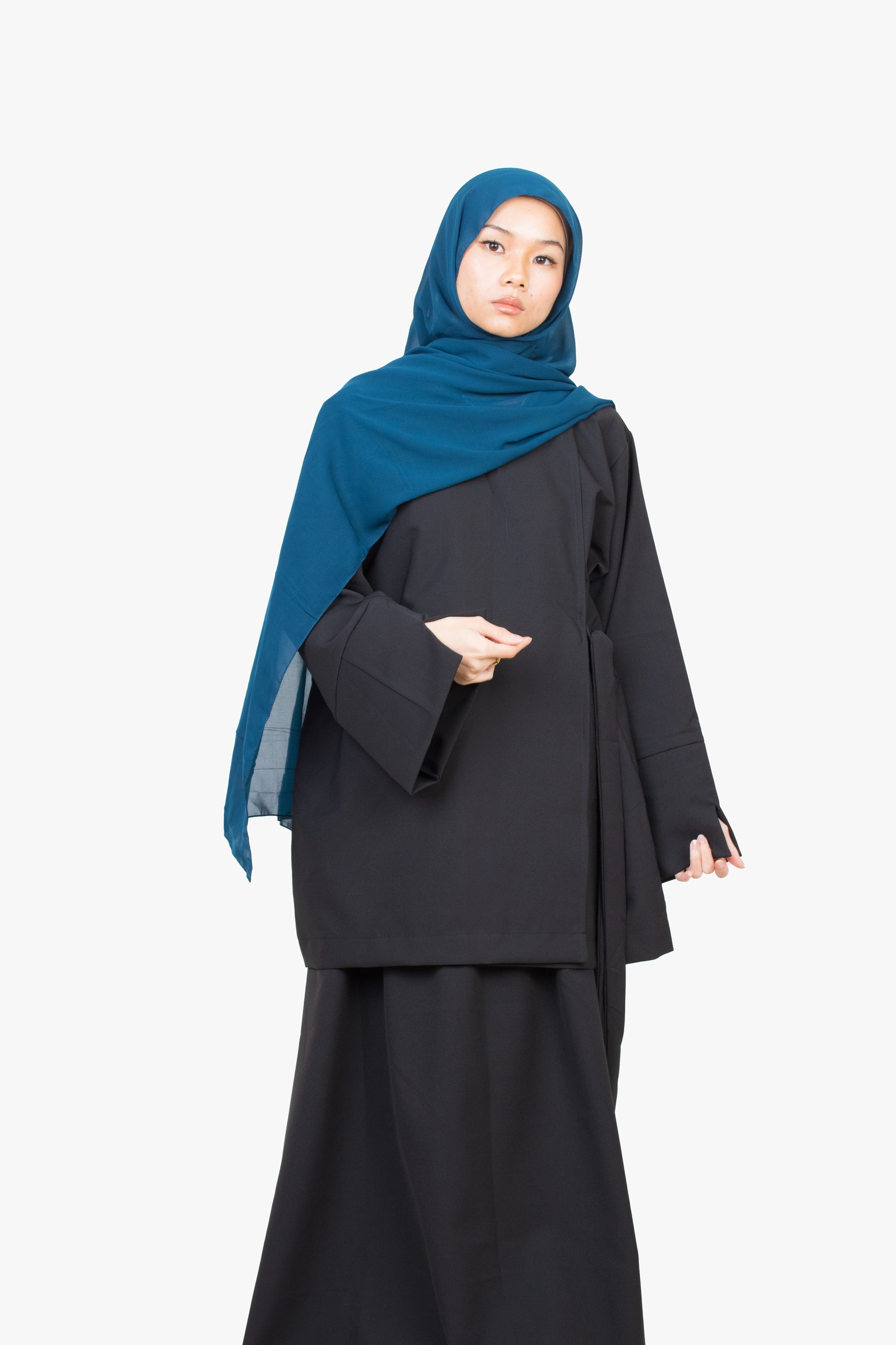 Black Side Wrap Two-Piece Abaya
