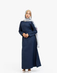 Indigo Textured Double Pleat Dress
