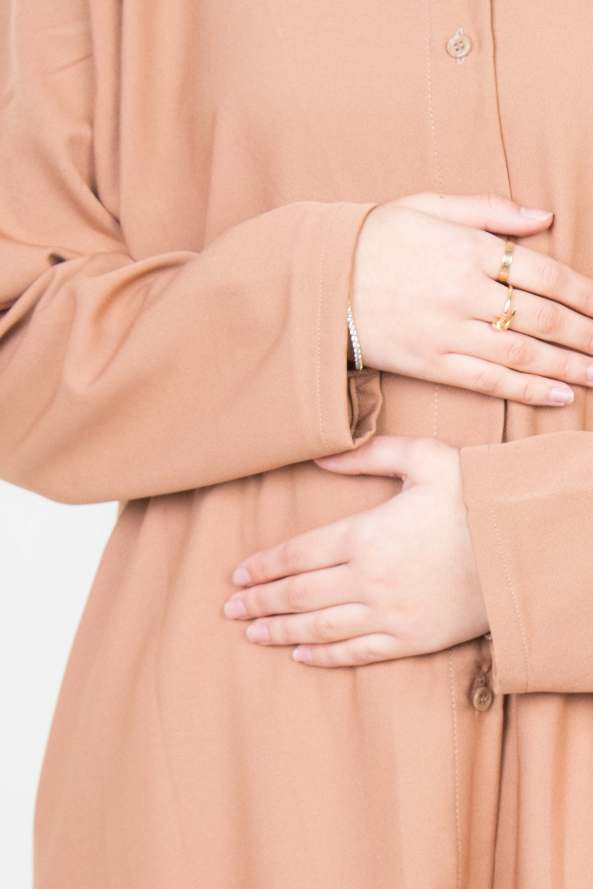 Caramel Long Shirt Two-Piece Abaya