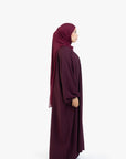 Burgundy Balloon Sleeve Abaya