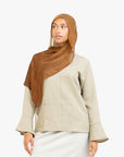 Khaki Textured Tulip Sleeve Top