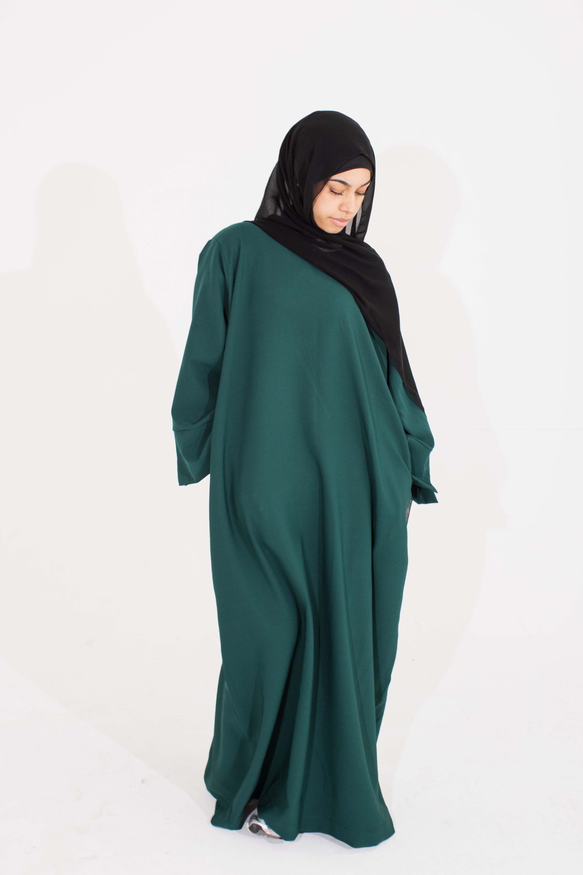 Forest Green Slit Kimono Sleeve Abaya