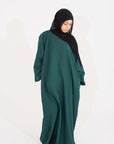 Forest Green Slit Kimono Sleeve Abaya