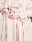 Beige Mélange Ribbon Kimono Abaya