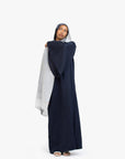 Navy Textured Umbrella Sleeve Abaya