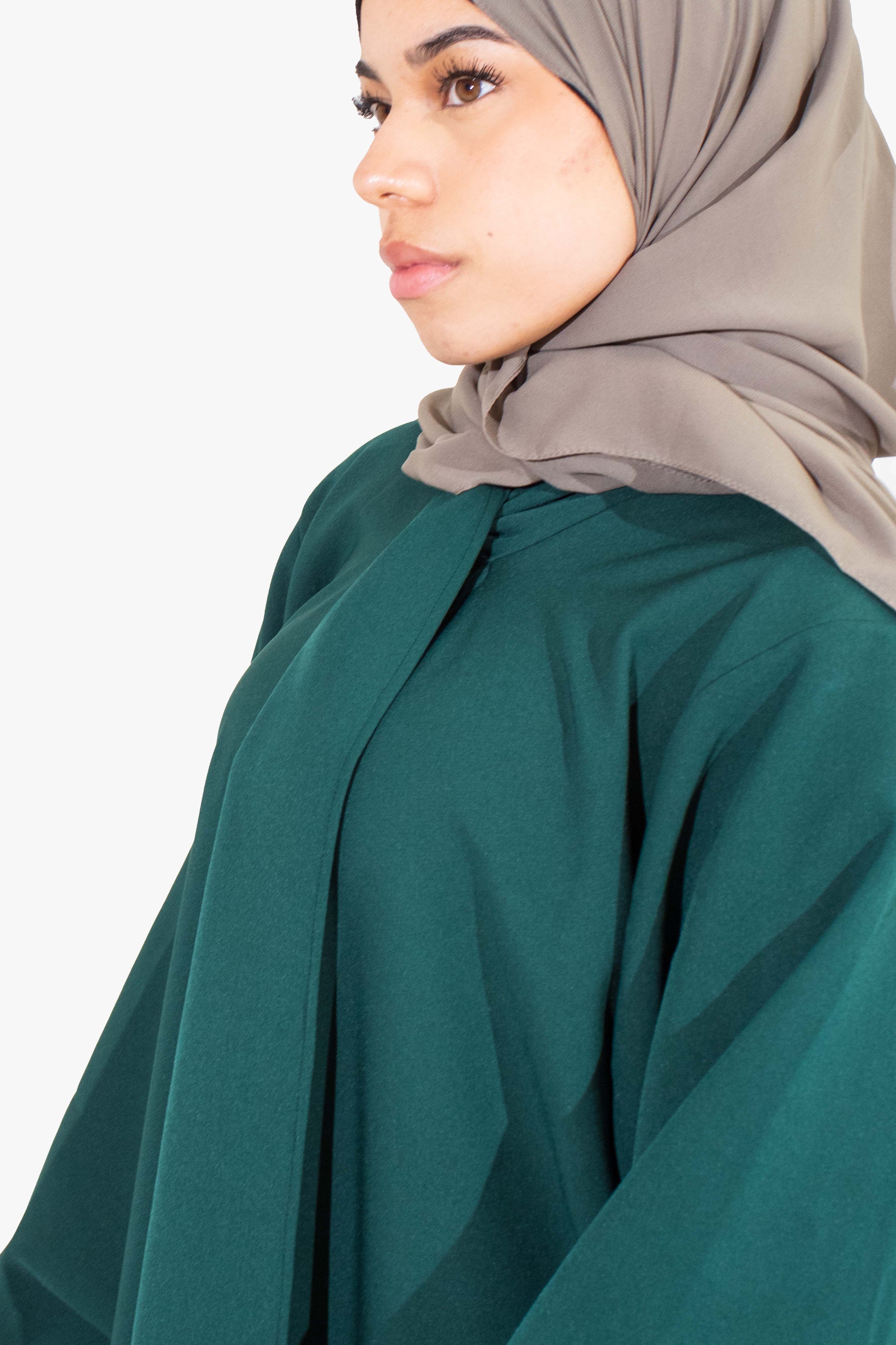 Emerald Green Front Neck Tie Abaya