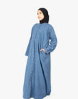 Navy Denim Long Shirt Abaya