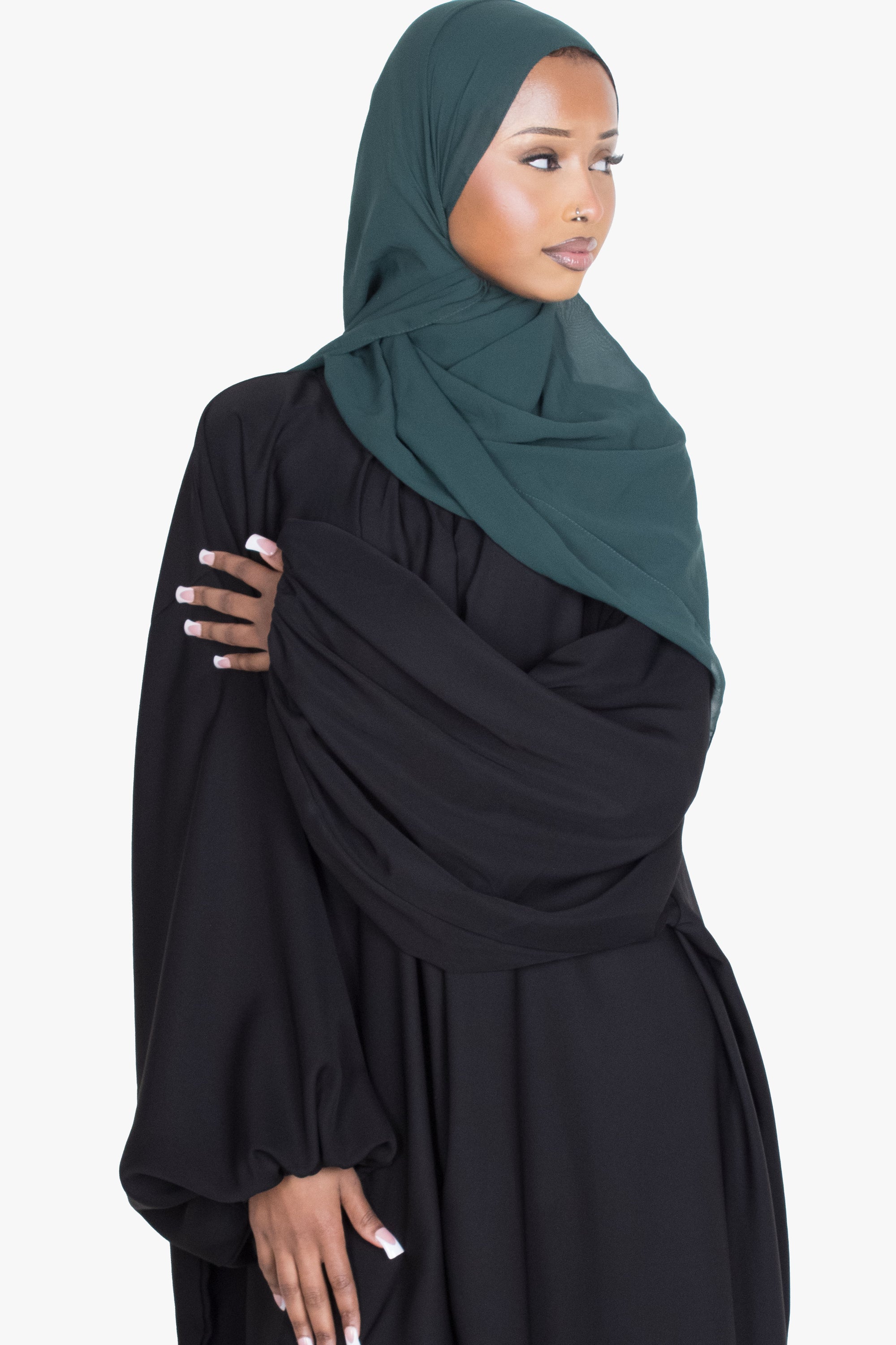 Black Balloon Sleeve Abaya