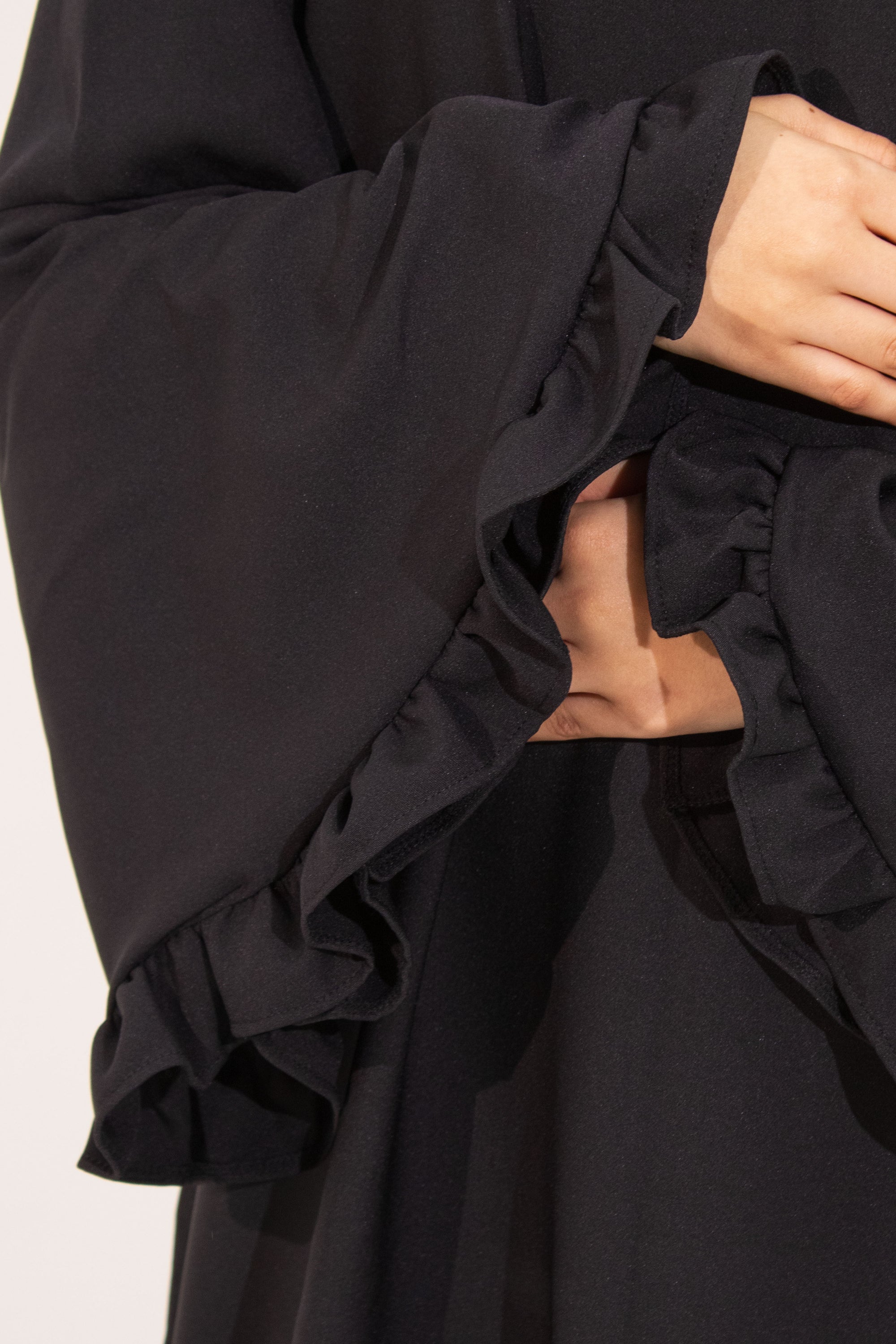 Black Flower Sleeve Abaya